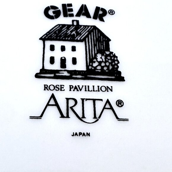 ARITA Rose Pavillion 3 Piece Dinner Plate Set Black Border, Gold Trim Flowers - Picture 4 of 10